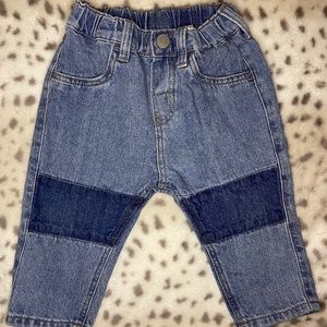 Patched denim jeans